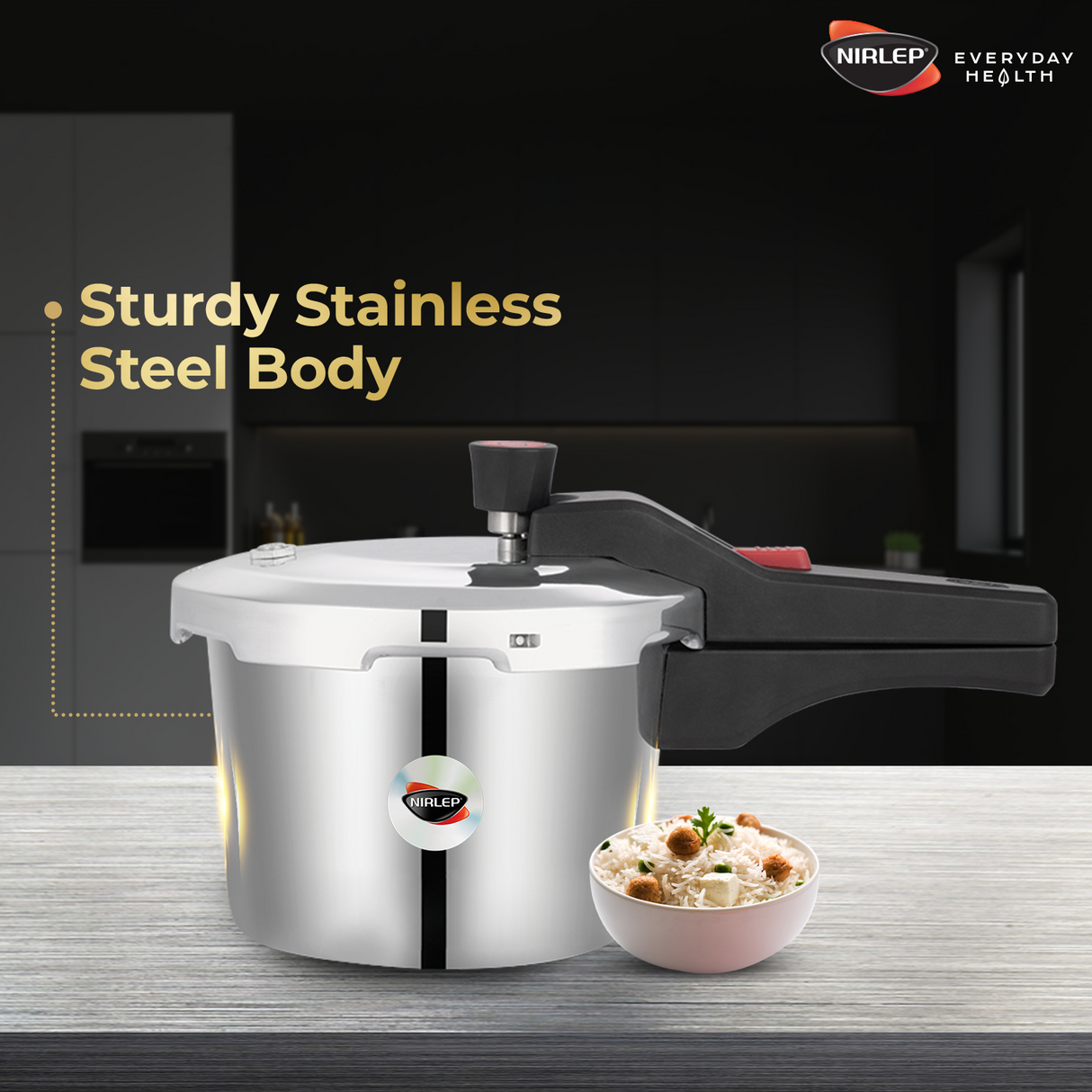 Nutrihealth Pro Outer Lid Designer Stainless Steel Pressure Cooker