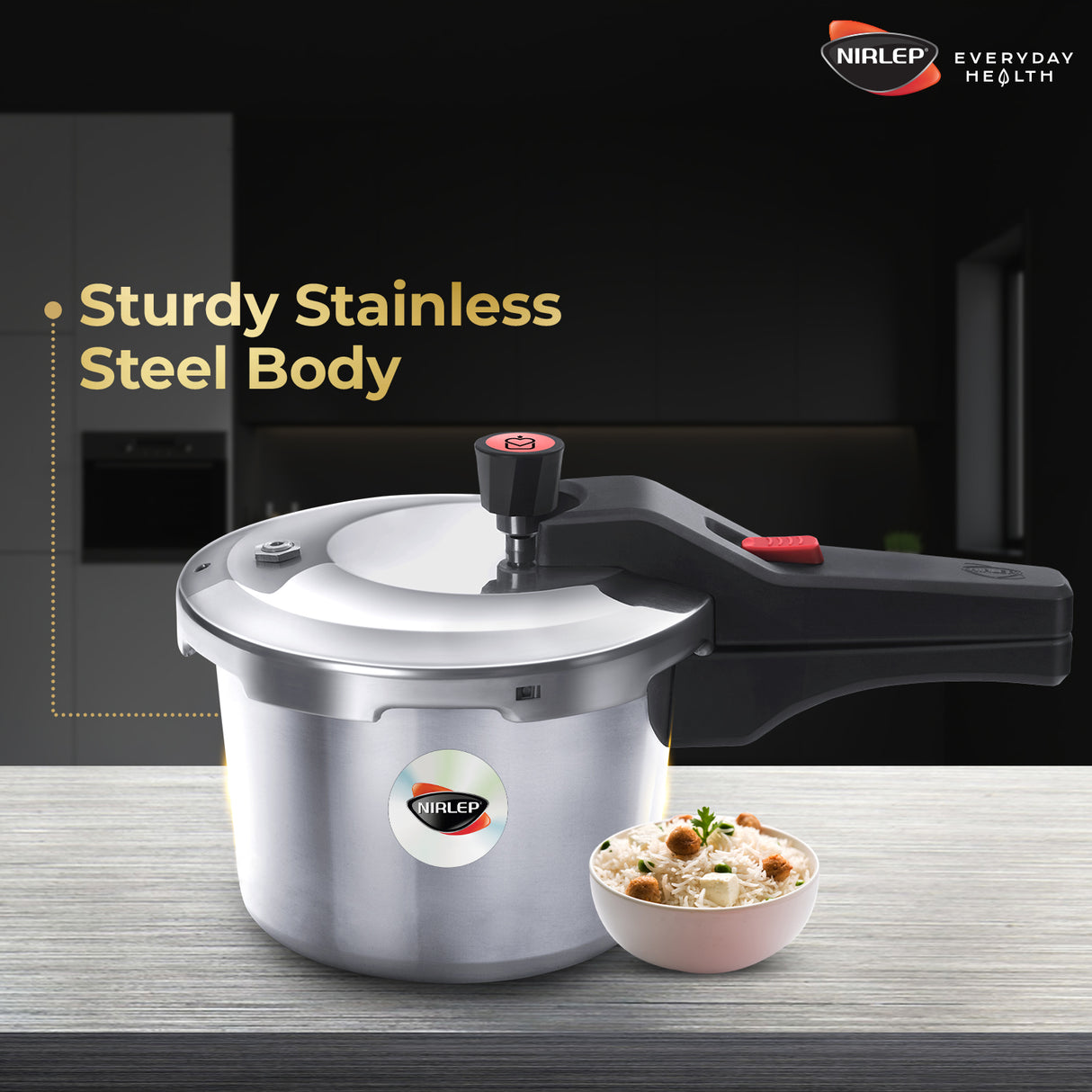 Nutrihealth Pro Outer Lid Designer Stainless Steel Pressure Cooker
