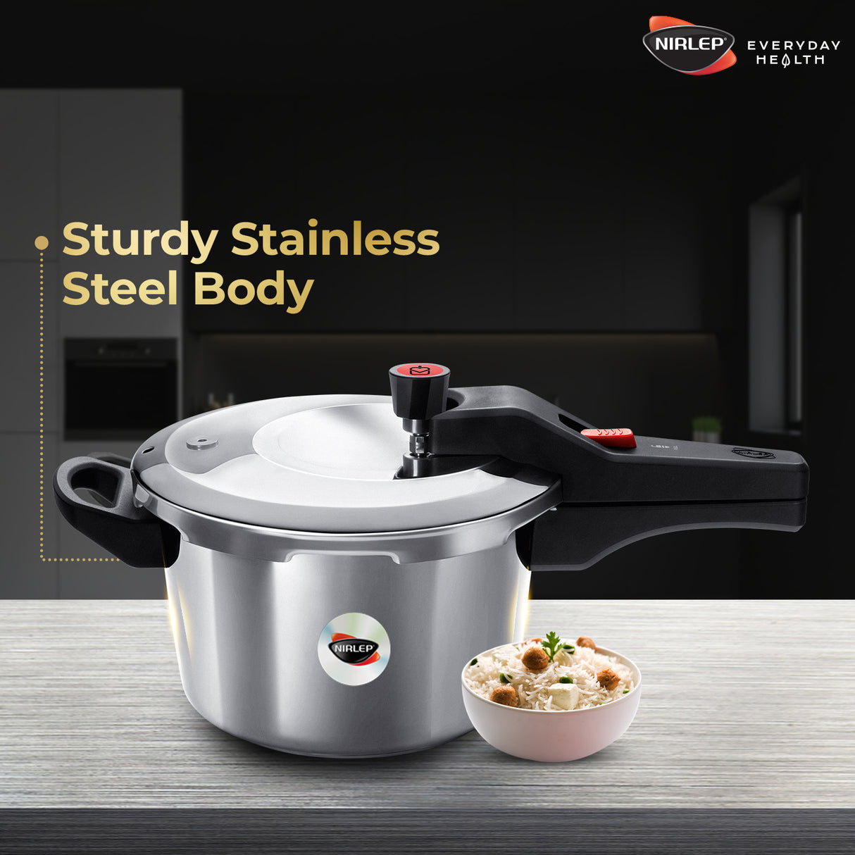 Nutrihealth Pro Outer Lid Designer Stainless Steel Pressure Cooker