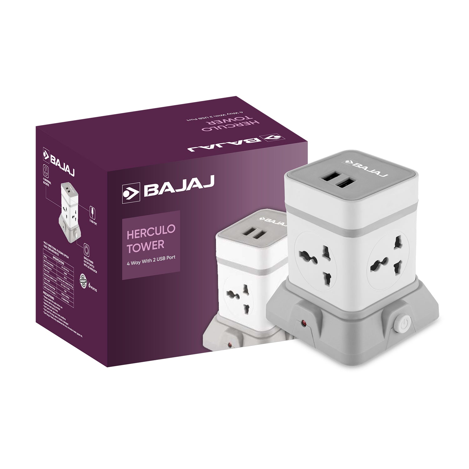 HERCULO TOWER 4 WAY WITH 2 USB PORT