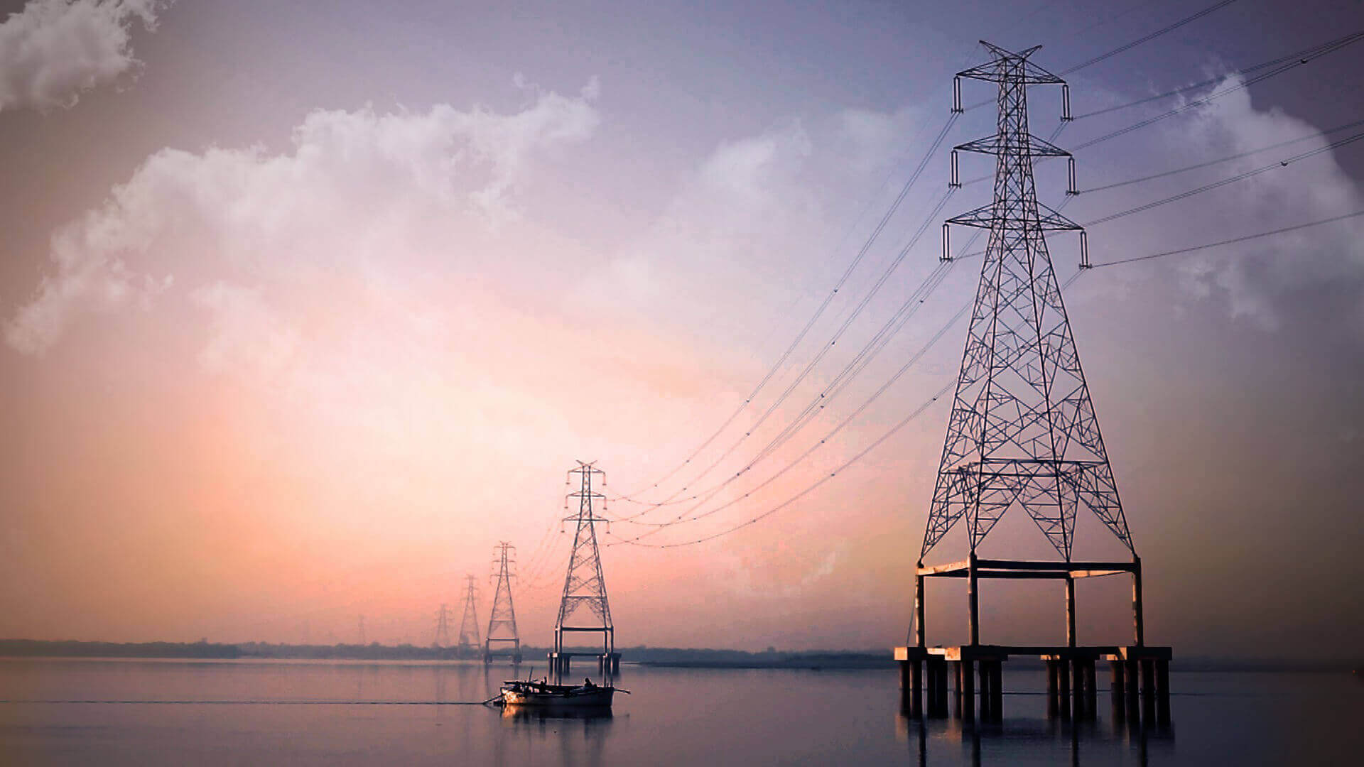 Transmission Line Towers on Ganga River